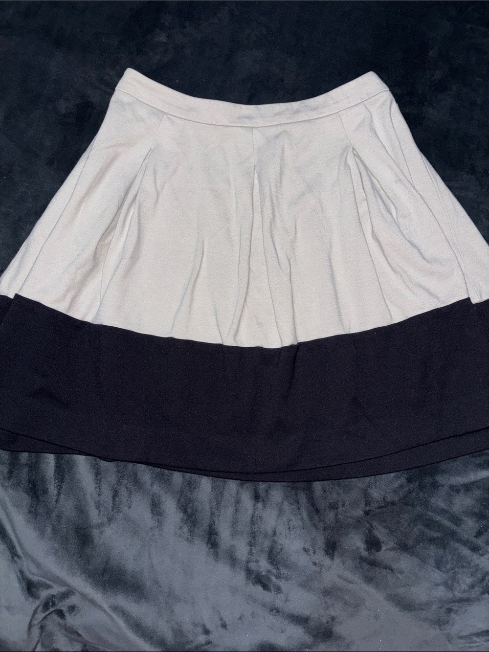 Two-Tone Express Black and Taupe High-Waisted Pleated Skirt